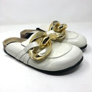 JW Anderson Chain Loafer Leather Mules Slip On Womens 40 US 9 Chunky White